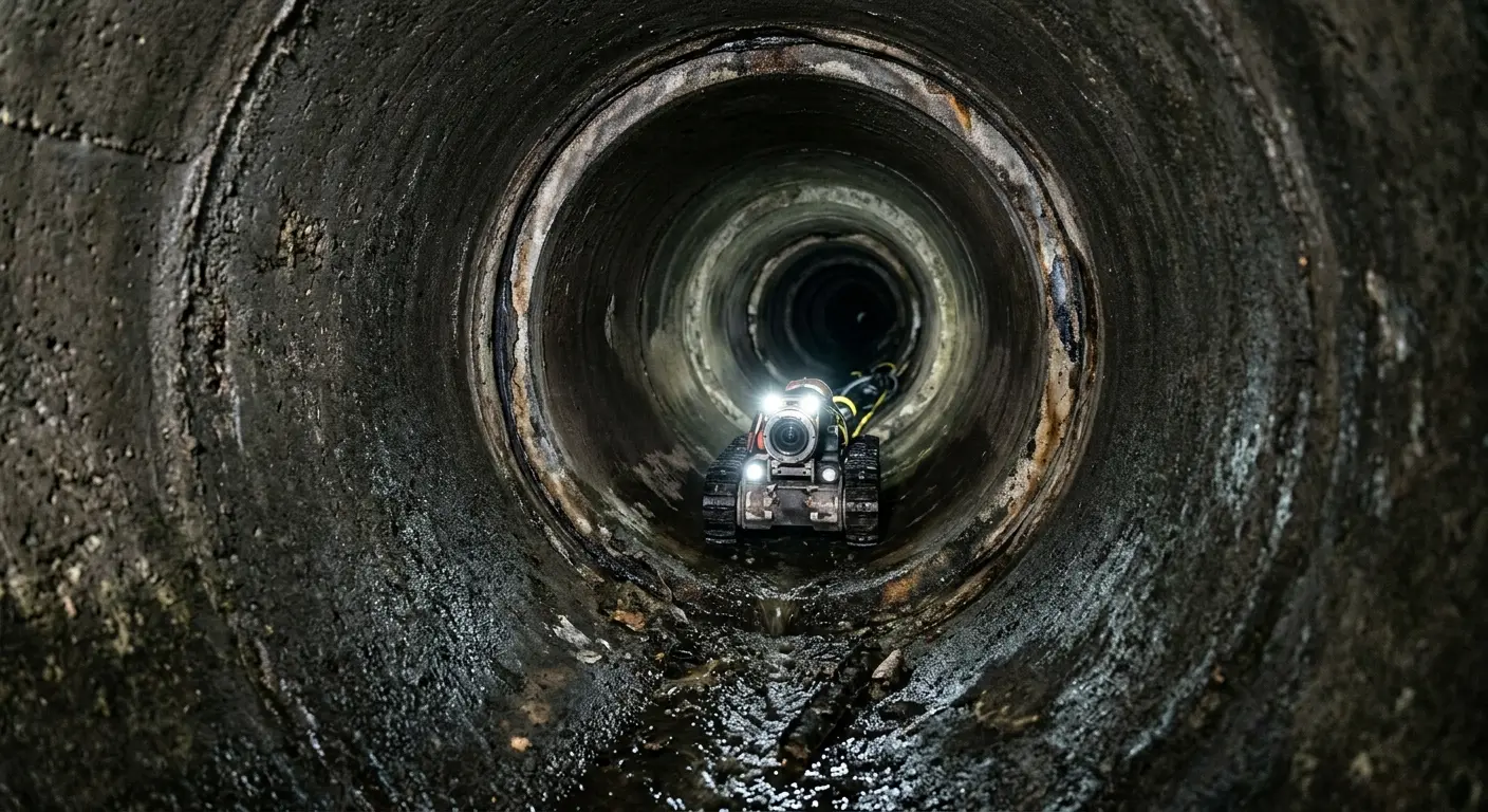 Robotic sewer camera inspecting pipe interior for Drain Snake Service in Kahului